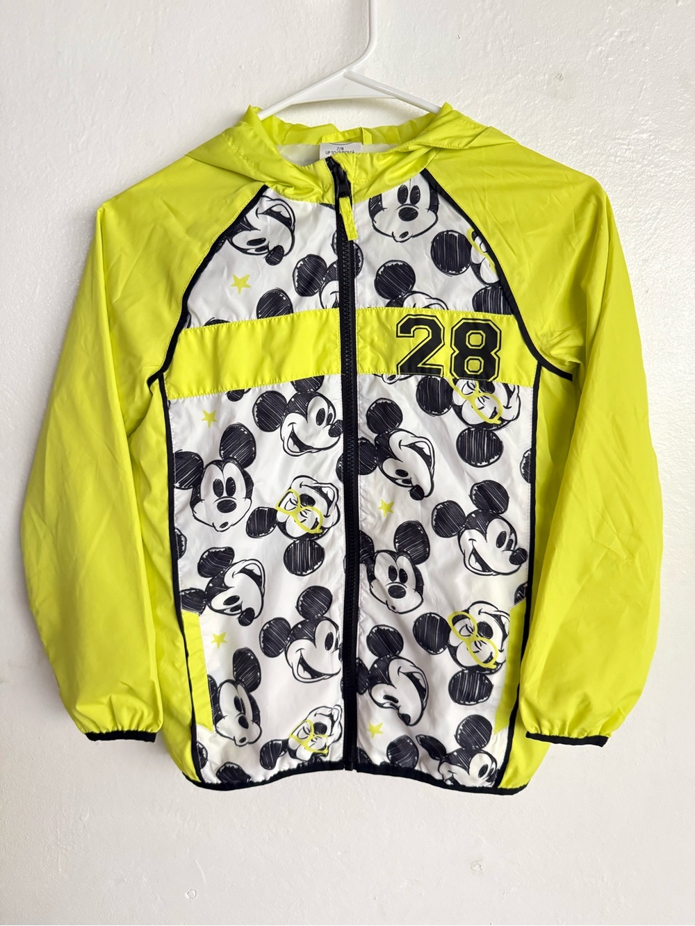 Disney Kids Neon Yellow & Black Mickey Zip Windbreaker